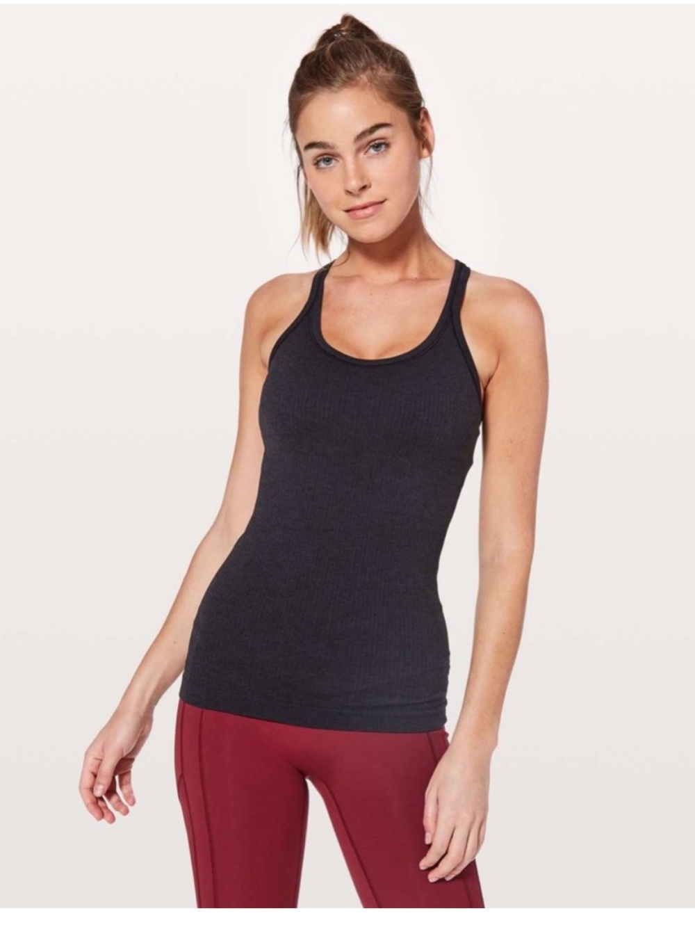 Lululemon Ebb to Street Tank II Black Women's 10 Ribbed Built In Bra